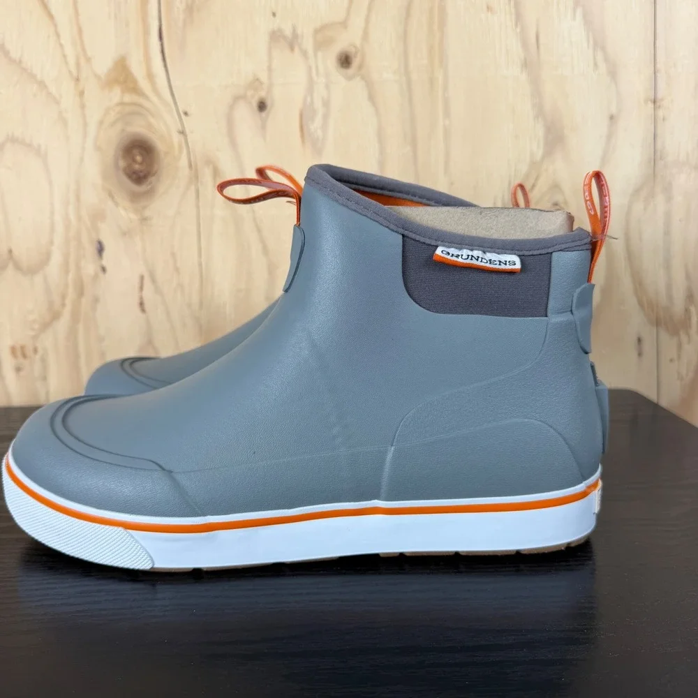 Grundens Deck Boss Ankle Boots Mens 9 Gray New Waterproof Fishing Rain Boots